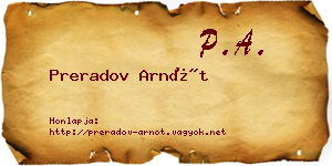 Preradov Arnót névjegykártya